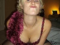 Blond amateur wife posing and sucking
