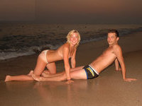 Blonde girl with boyfriend at beach