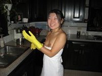 Asian girl naked posing and blowjob