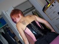Tattooed redhair GF with shaved pussy