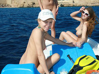 Very sweet young girls naked on boat