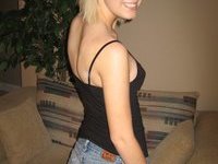 Blond amateur GF showing her tits