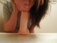 Young amateur GF playing with dildo