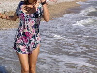 Russian wife posing at seaside