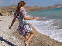 Russian wife posing at seaside