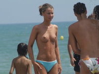Nudist teens at beach