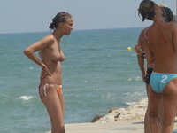 Nudist teens at beach