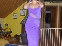 Cute amateur housewife posing at home
