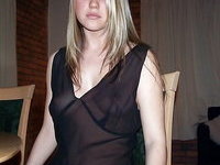 Blond amateur GF showing her tits