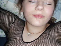 Chubby and busty girl sucking dick
