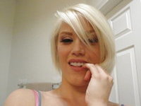 Blonde amateur babe self pics and blowjob