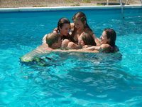 college amateur girls near pool
