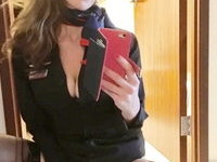 Naughty milf flight attendant Wendy