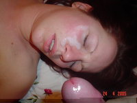 wife gets cum on her face