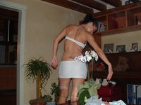 Skinny amateur wife posing at home