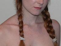 Sensual redhead wife posing nude