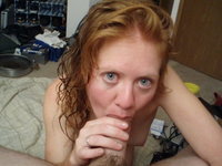Redhead amateur wife posing and sucking
