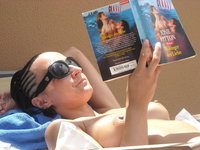 Brunette amateur wife sunbathing naked
