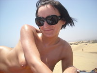 Brunette amateur wife sunbathing naked