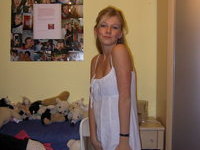 Teenage amateur blonde GF naked in her room