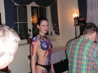 Body painting on amateur girls
