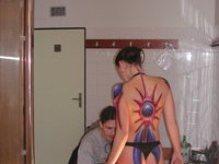 Body painting on amateur girls