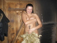 Two amateur GFs naked at sauna