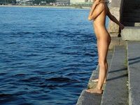 Natalia naked fishing at St Petersburg