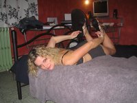 Blonde amateur wife posing and sucking