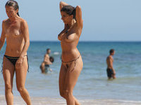 Sara and Bianca at nude beach