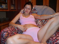 Brunette wife before and after preggo