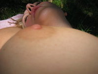 Sex at nature with blond wife