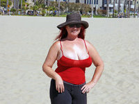 Busty redhead amateur MILF at vacation