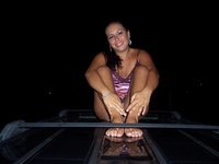 Sexy amateur MILF plays outside