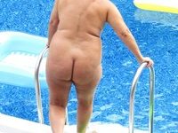 Mature Wife Stripping at the Pool