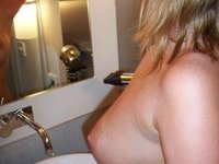 Blonde amateur wife posing topless