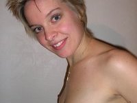 Short haired amateur blonde wife