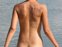 Skinny amateur teen GF naked at river