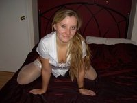 Horny amateur blonde bombshell