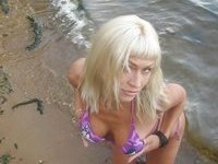 Russian blonde wife outdoor