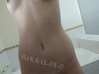 Sexy slim teen GF Rikki shows her perky tits