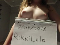 Sexy slim teen GF Rikki shows her perky tits