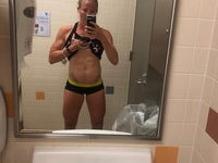 Super fit workout MILF with big fake tits