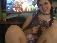Chubby teen gamer geek girl
