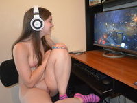 Chubby teen gamer geek girl