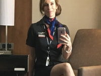 Naughty flight attendant MILF Wendy
