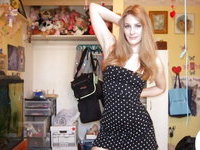 Gorgeous redhead teen GF strips in her room