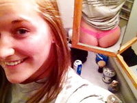 Sexy smiling teen babe takes hot selfies