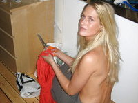 Sexy swedish blond housewife gets naked