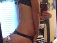 Gorgeous curvy teen GF shows her tits and ass at hot selfies